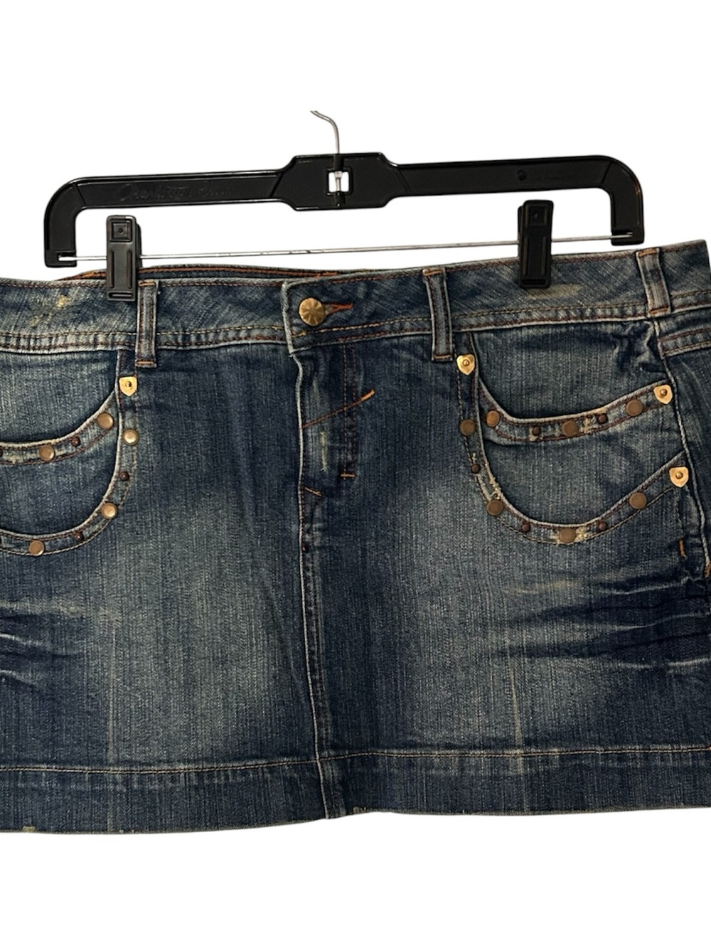Y2K No Boundaries Junior Denim Mini Skirt Low Rise Studs A25
